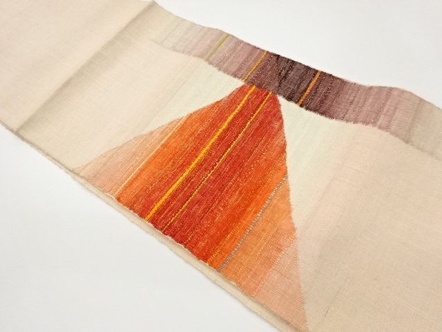 手織り紬変わり横段模様織出し名古屋帯